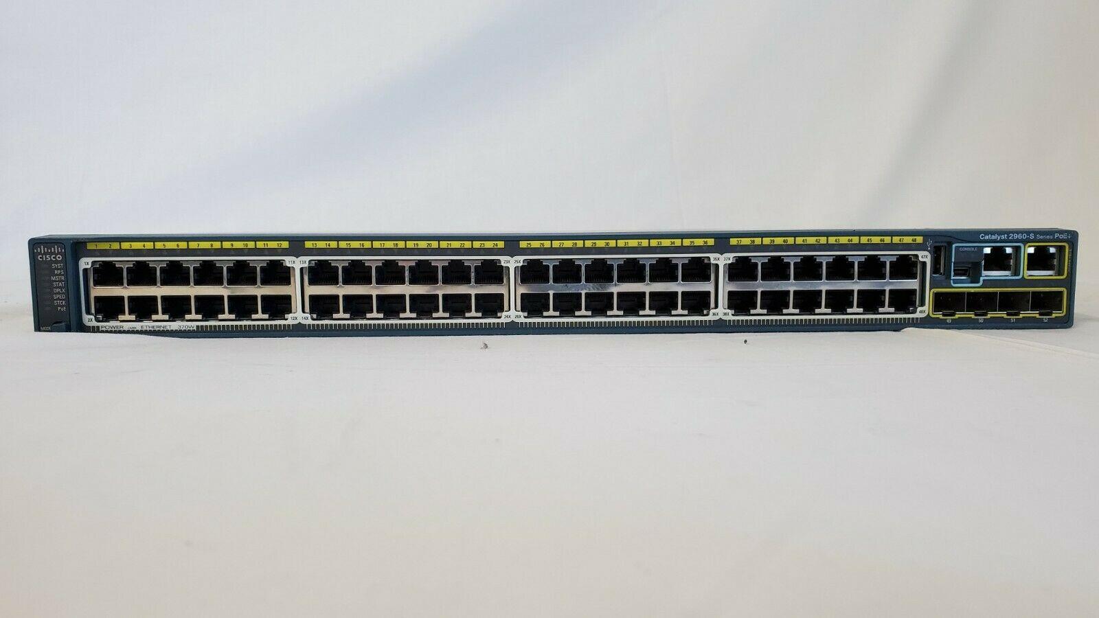 Cisco WS-C2960S-48LPS-L Switch 48 GigE-POE 370W 4xSFP &amp; STACK
