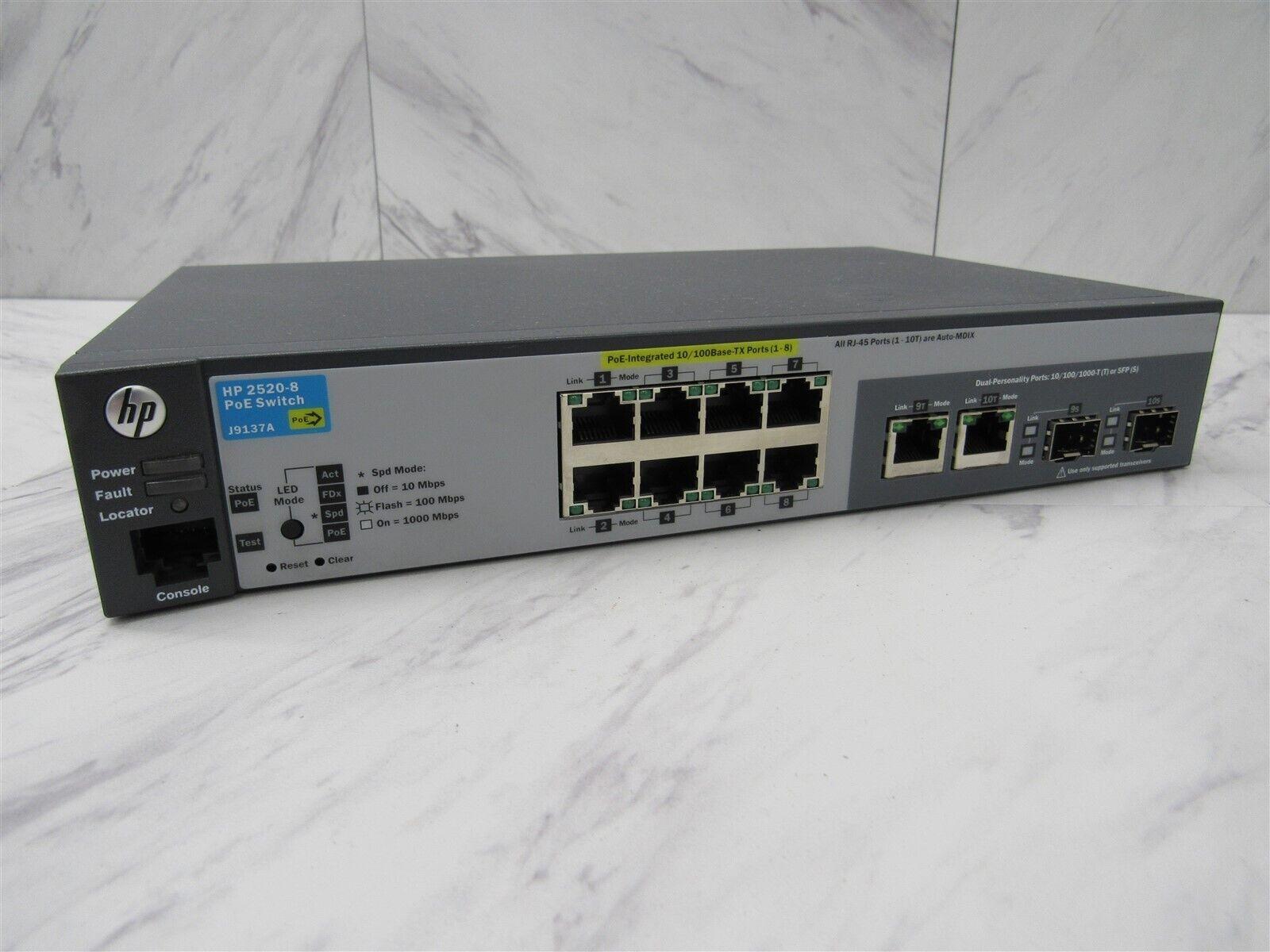 HP Procurve 2520-8 10/100 8-Port Poe Ethernet Switch J9137A
