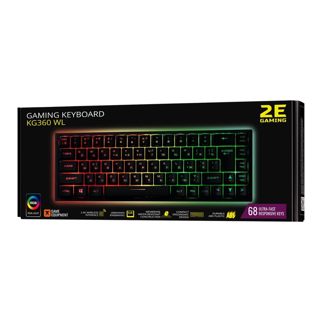 2E GAMING KG360 RGB 68key BT/USB Black Ukr, 2E-KG360UBK